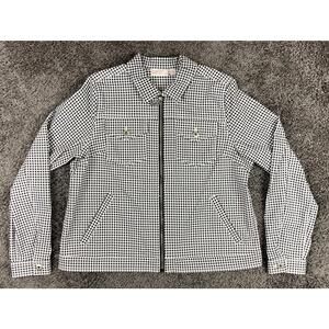 Belle by Kim Gravel Black White Gingham Citi Twill Zip Front Jacket Stretch Sz M